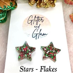 Christmas star glitter stud earrings